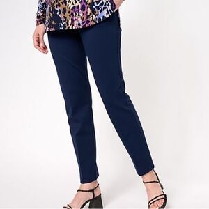 Tailored By Susan Graver Smart Ponte Straight-Leg Trousers, Navy, XL